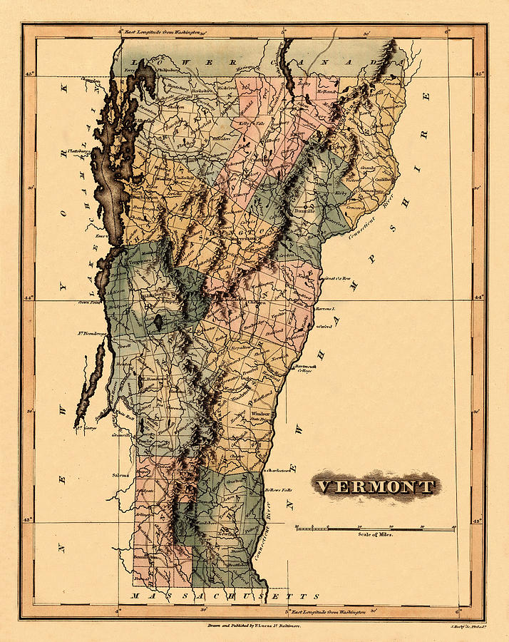 Map Of Vermont 1826 Photograph by Andrew Fare - Fine Art America