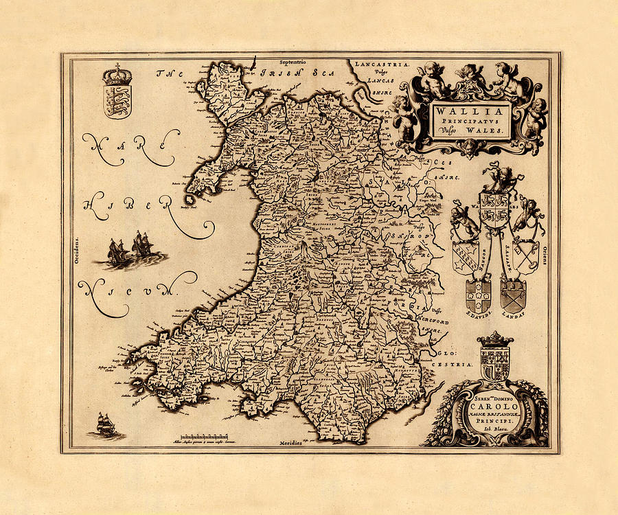 Map Of Wales 1655 Photograph by Andrew Fare