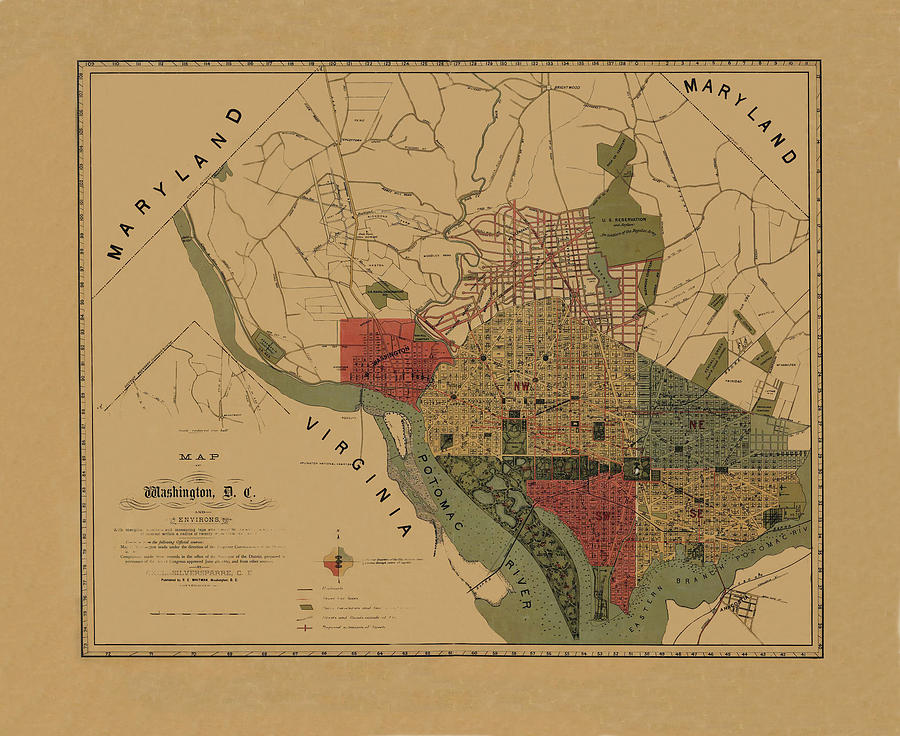 Map Of Washington 1887 Photograph by Andrew Fare
