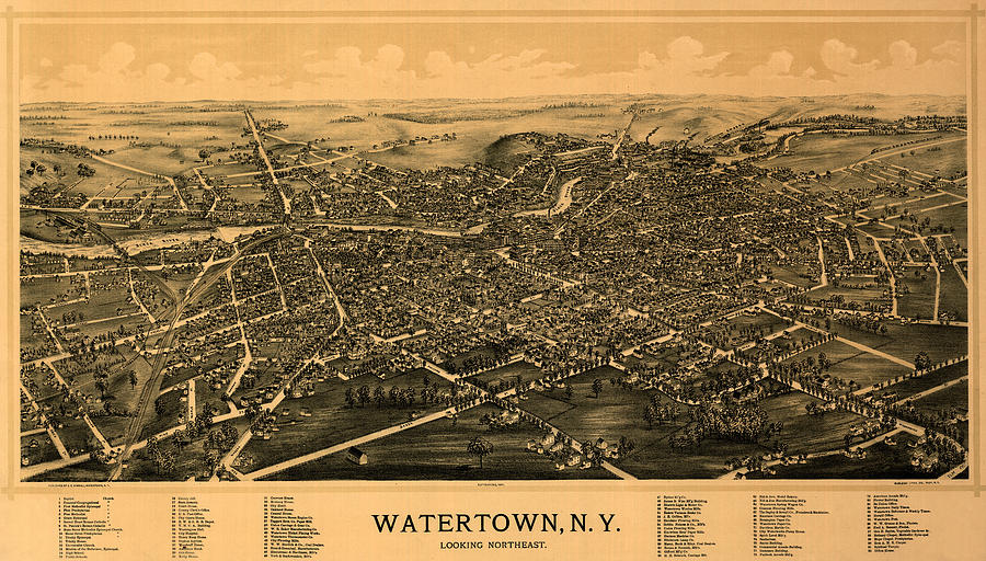 Vintage Map Photograph - Map Of Watertown 1891 by Andrew Fare