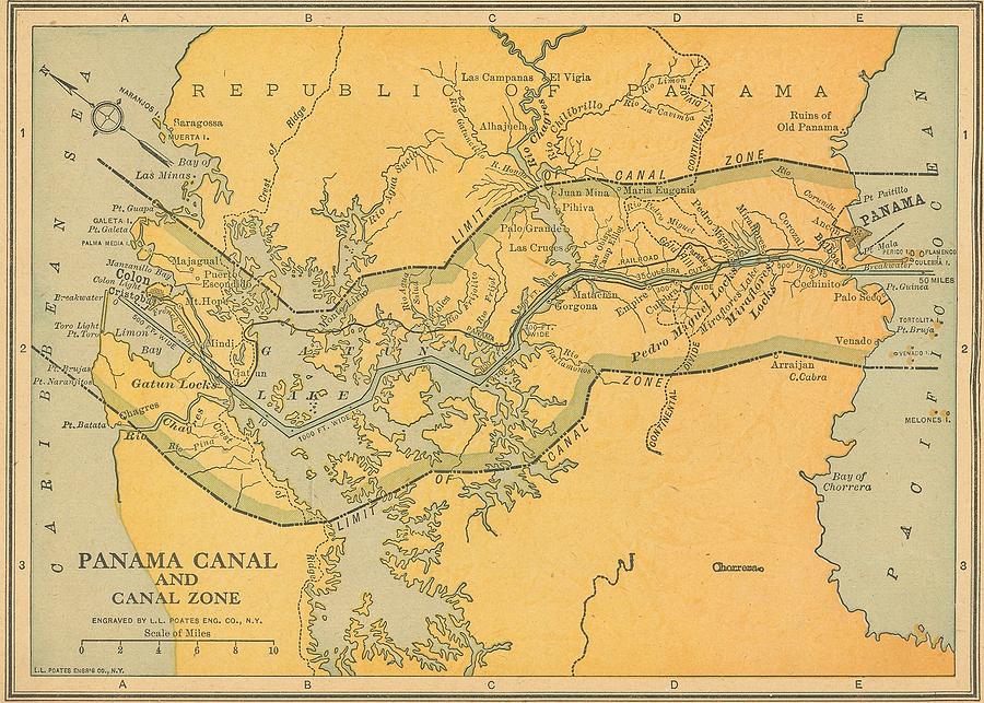 Map Panana Canal 1909 Digital Art by Digital Art Cafe