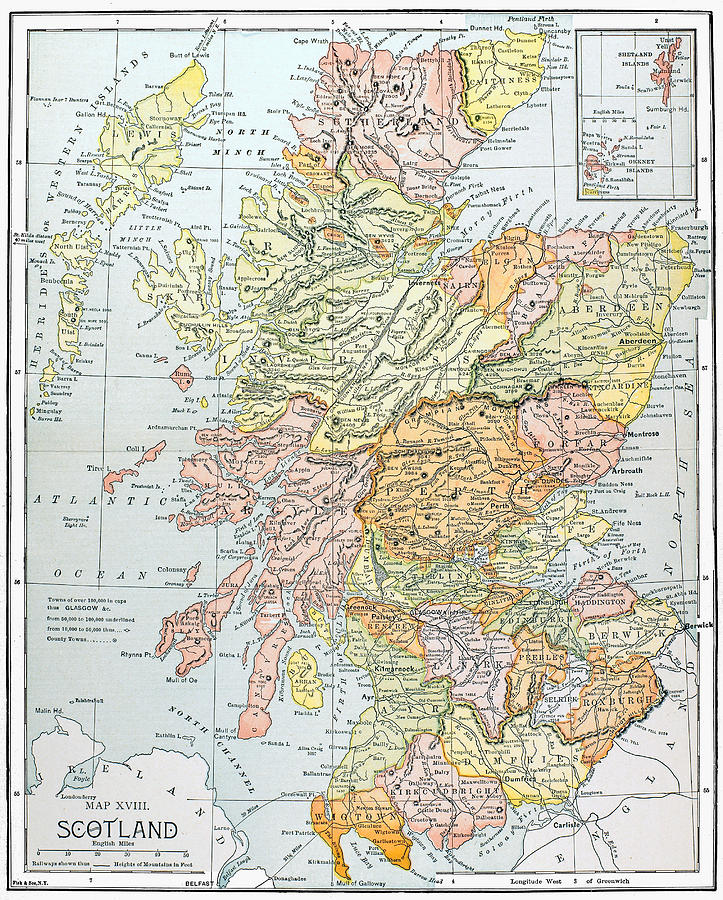 Map: Scotland Photograph by Granger