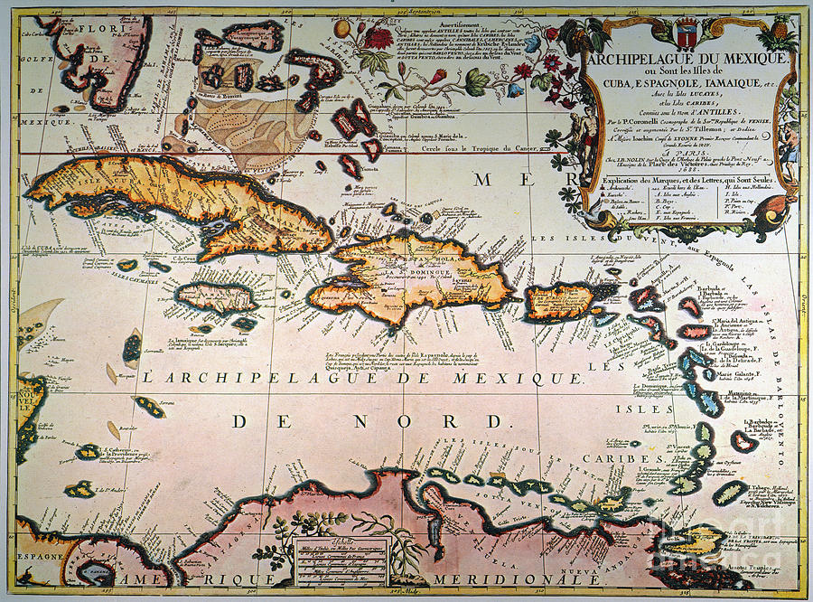 Map: West Indies Photograph by Granger