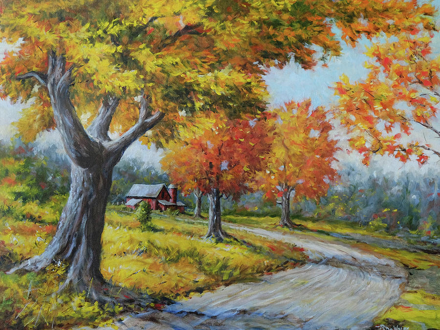 Fall Painting - Maple Road by Richard De Wolfe