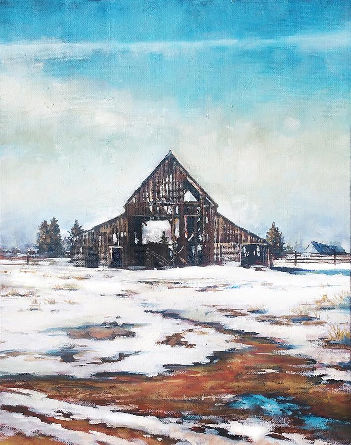 Mapleton Barn Painting by Mike Worthen
