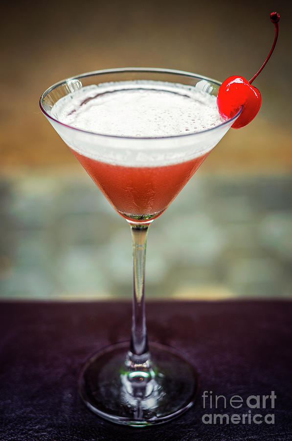Maraschino Cherry Martini Cocktail Drink Glass Photograph