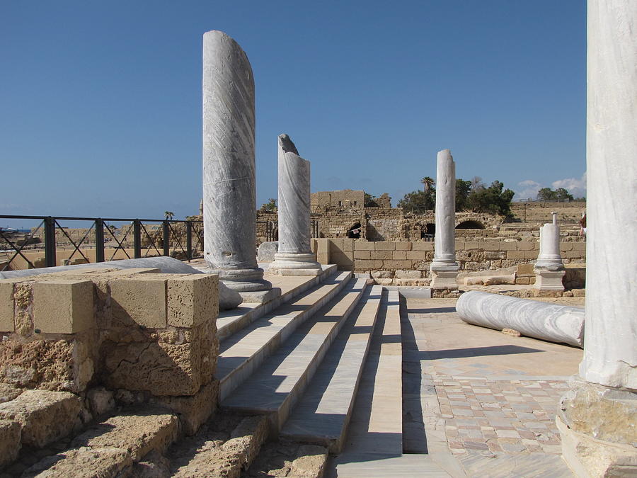 Marble Columns at Caesarea Photograph by Helaine Cummins
