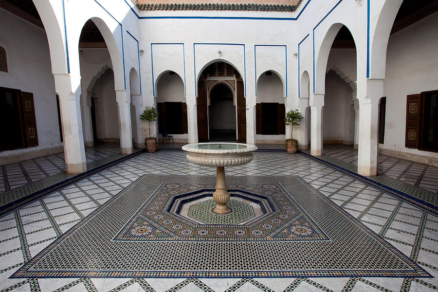 Marble-paved Courtyard In Bahia Palace Photograph