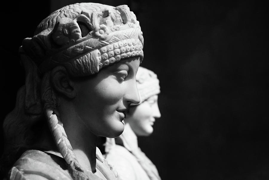 Marble Sculptures Capitoline Museum Rome Italy Black and White Photograph by Shawn OBrien