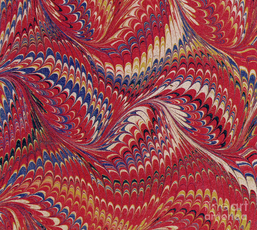 Vintage Painting - Marbled endpaper by English School