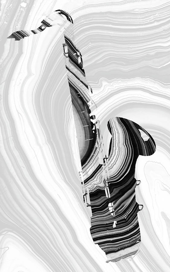 Marbled Music Art - Saxophone - Sharon Cummings Painting by Sharon Cummings