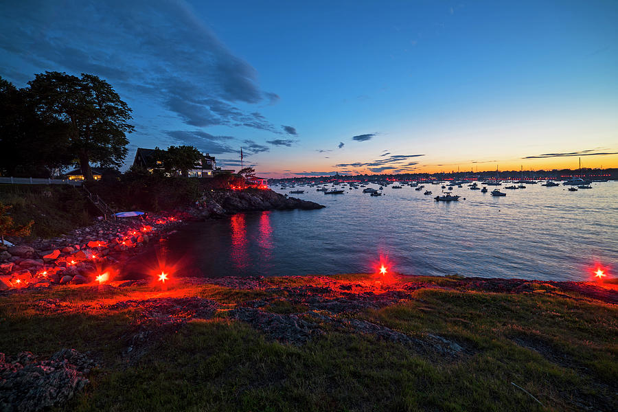 Marblehead Harbor Illumination 2017 Chandler Hovey Lights Photograph by Toby McGuire
