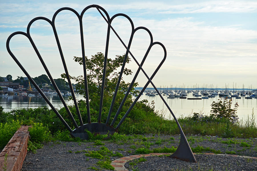 Boat Photograph - Marblehead Harbor Shell Sundial Marblehead MA by Toby McGuire