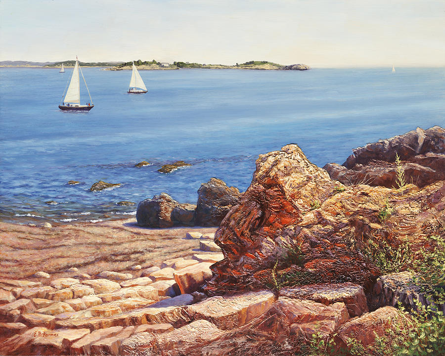 Marblehead Coast Jewel Sailboats, Massachusetts Painting by Elaine Farmer