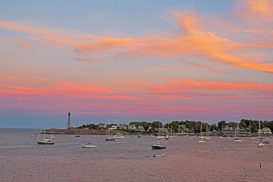 Marblehead Light Tower Sunset Marblehead MA Photograph by Toby McGuire