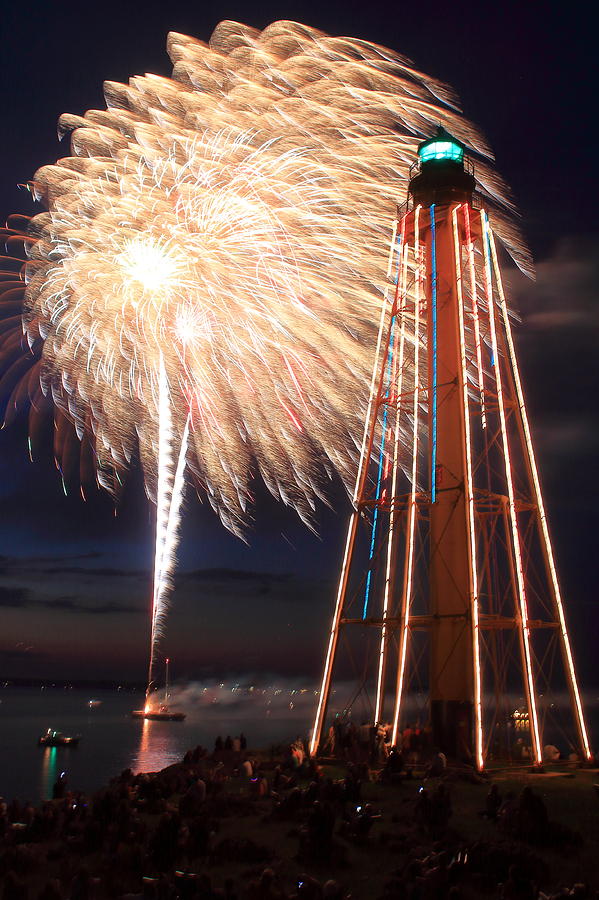 Marblehead Lighthouse Fireworks Photograph by John Burk Fine Art America