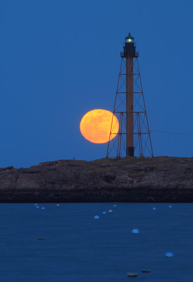 Marblehead Lighthouse Moonrise Photograph by John Burk