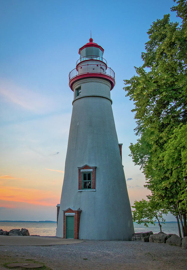 Sunset Photograph - Marblehead Lighthouse, Ohio, at Sunset by Ina Kratzsch
