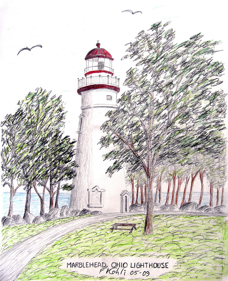 Architecture Drawing - Marblehead Ohio Lighthouse  by Frederic Kohli