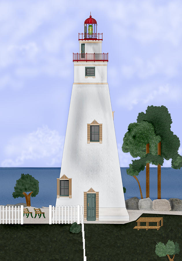 Lighthouse Painting - Marblehead Ohio by Anne Norskog