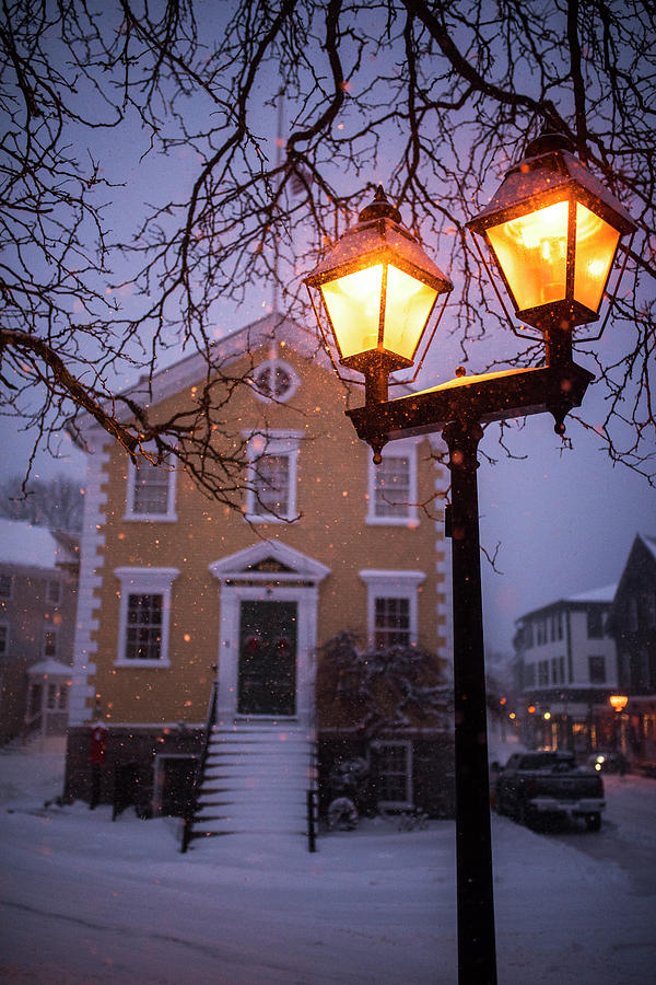 Winter Photograph - Marblehead Old Town City Hall Marblehead MA Lantern by Toby McGuire