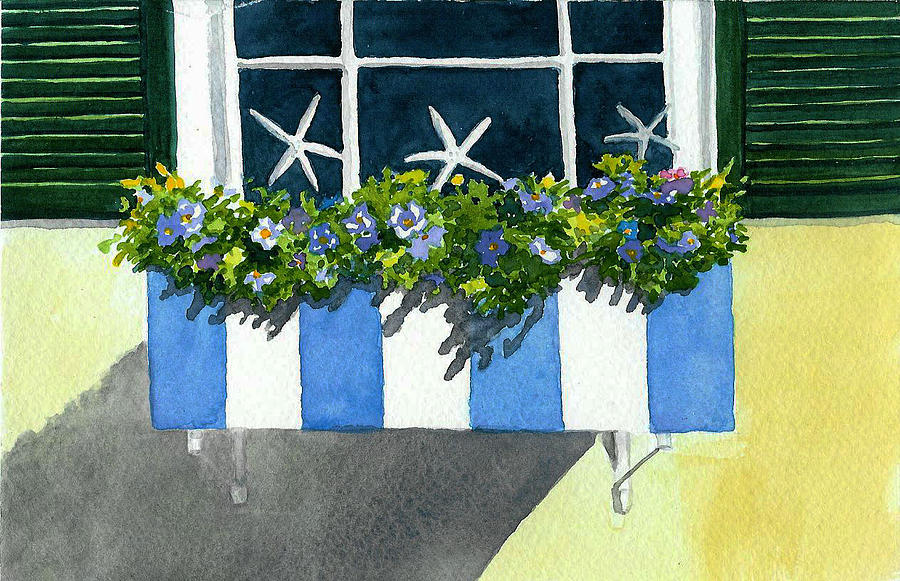 Marblehead Planter Box Painting by Anne Marie Brown