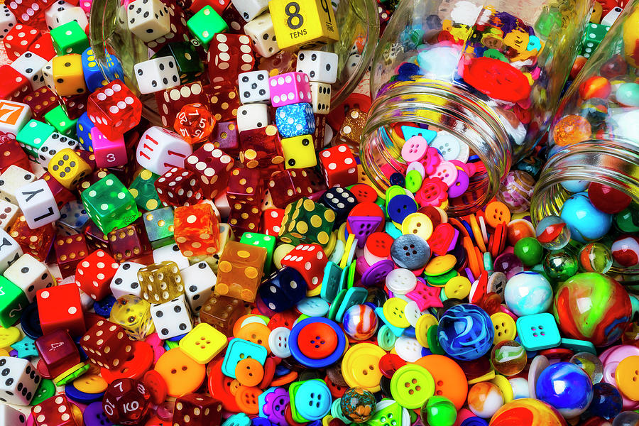 Marbles And Dice With Buttons Photograph by Garry Gay