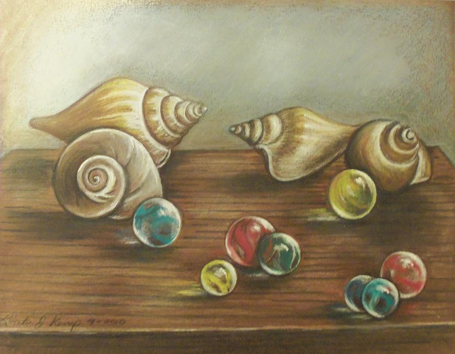 Marbles and Shells Drawing by Linda Nielsen