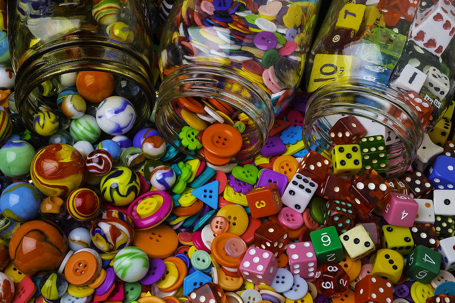 Marbles Buttons Dice Photograph by Garry Gay