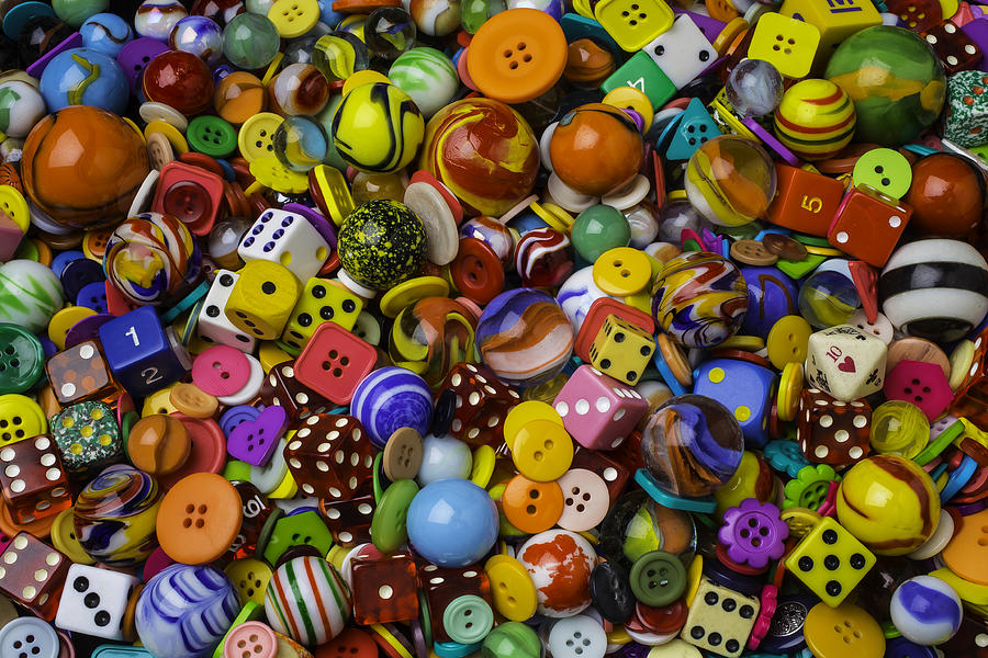 Marbles Dice Buttons Collection Photograph by Garry Gay