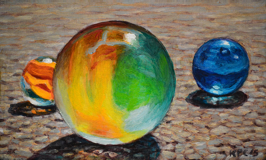 Toy Painting - Marbles by Kenneth Cobb