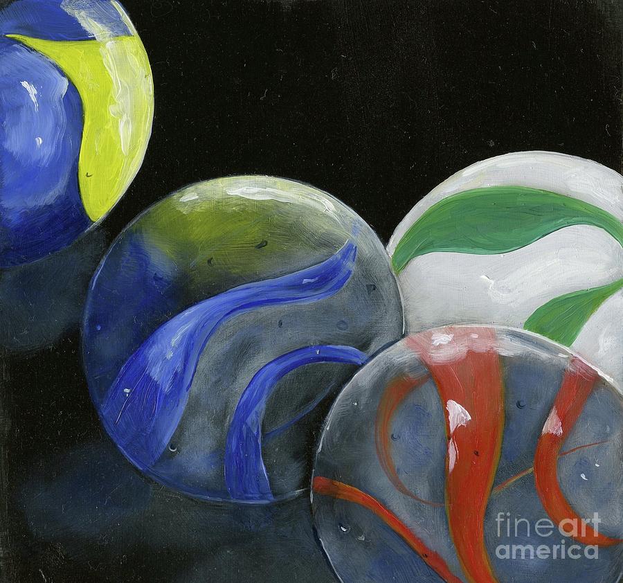 Marbles Painting - Marbles Still Life by Sheryl Heatherly Hawkins