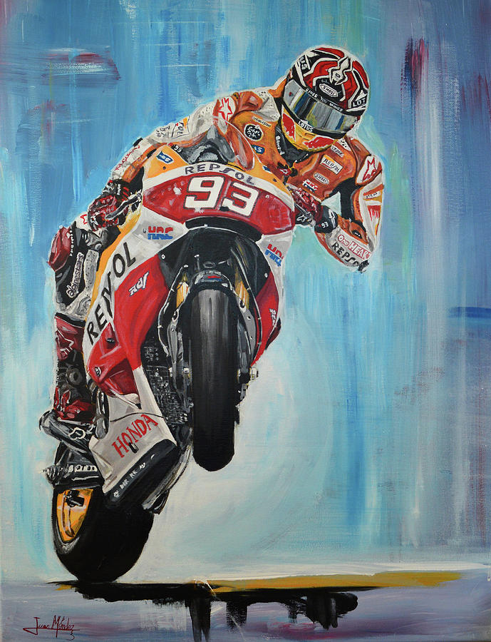 Marquez Painting - Marc attack by Juan Mendez