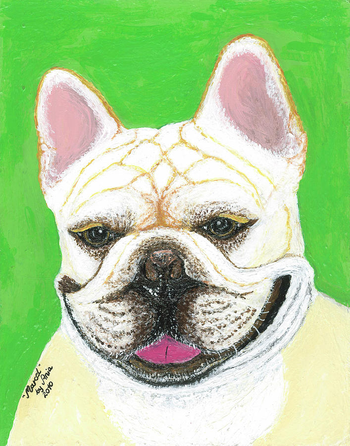 Custom Pet Portraits Painting - Marcel French Bulldog by Ania M Milo