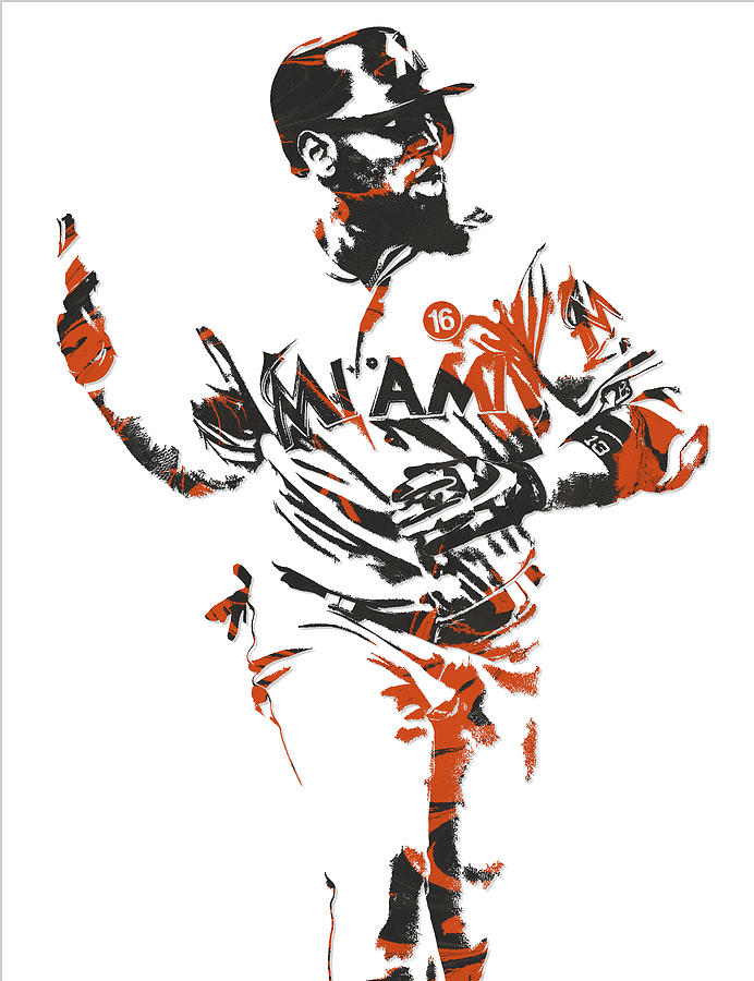 Marcell Ozuna MIAMI MARLINS PIXEL ART 2 Mixed Media by Joe Hamilton