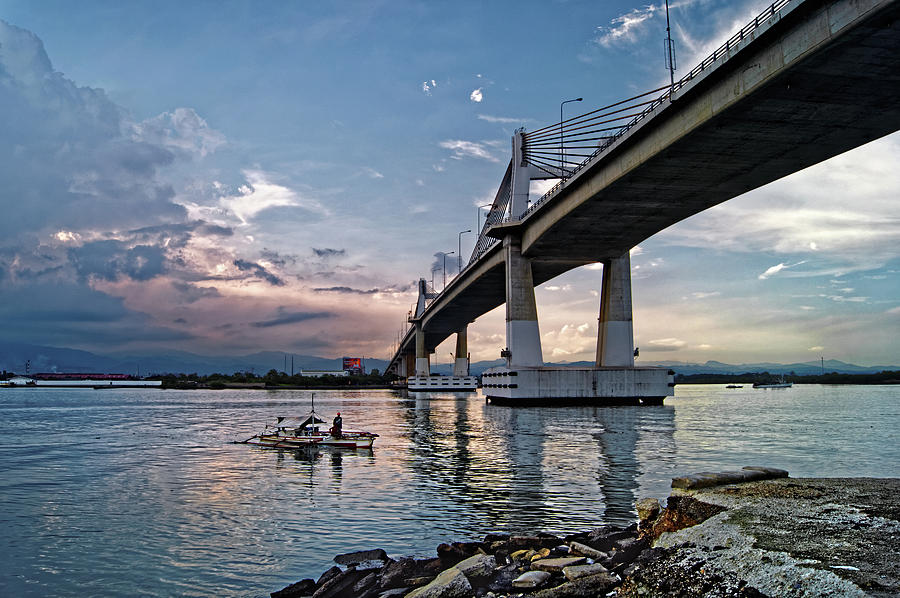 Marcelo Fernan Bridge Sunset Photograph by Darren Galpin - Fine Art America