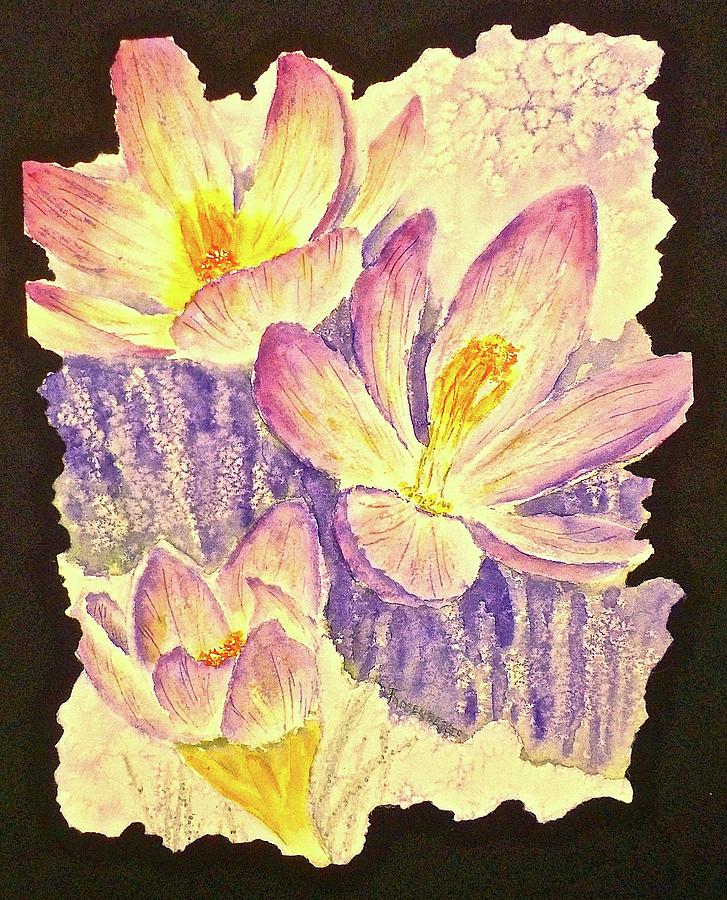 March Crocus Painting by Carolyn Rosenberger
