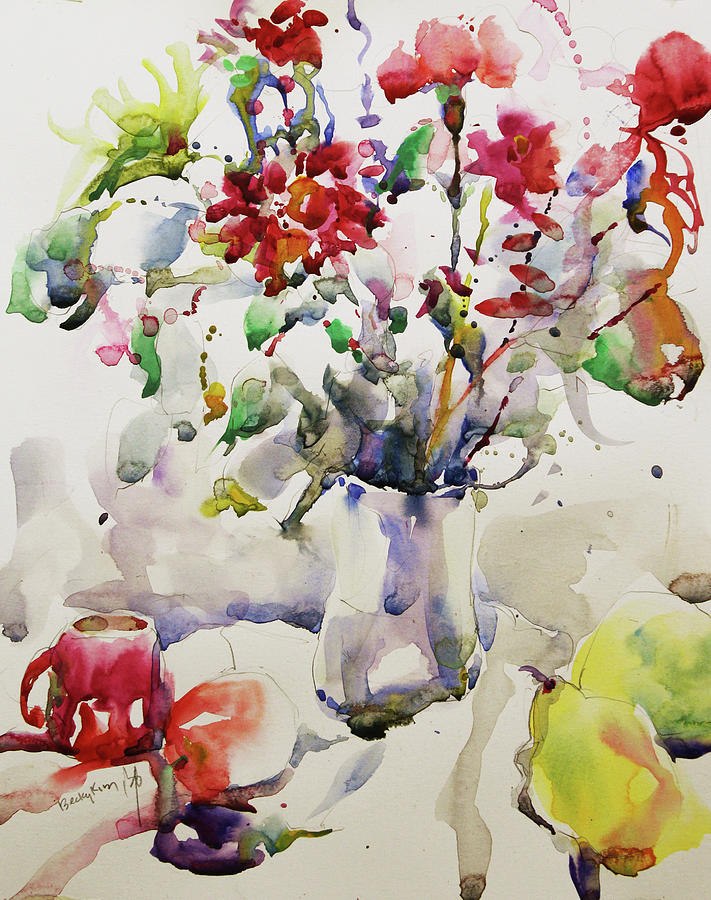 Flower Painting - March Greeting by Becky Kim