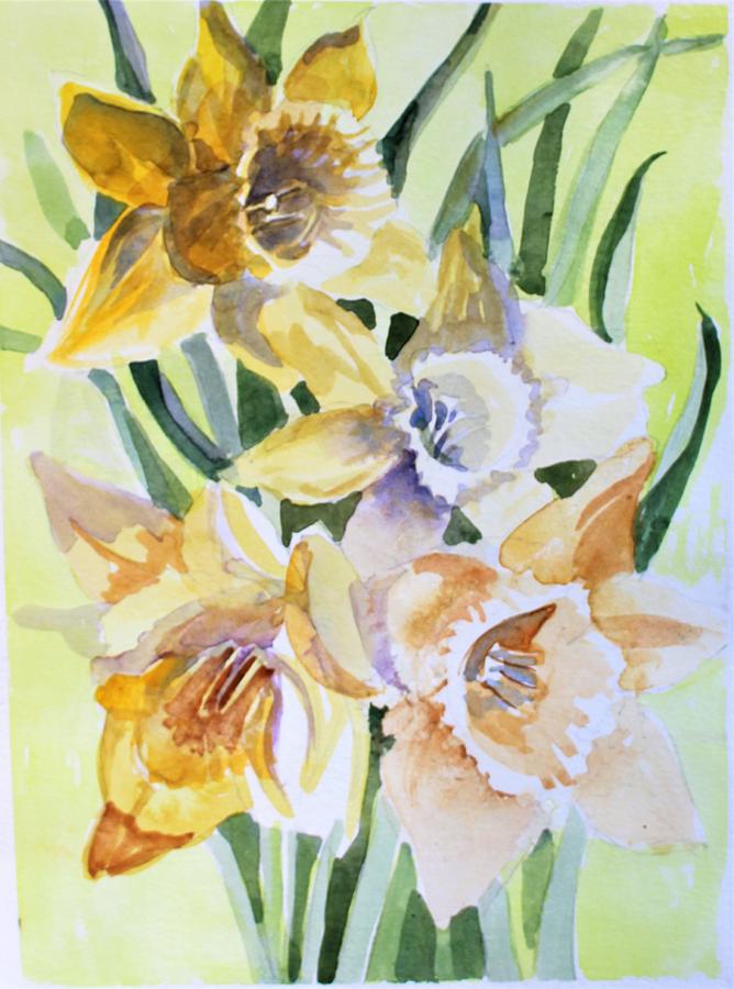 March of Daffodils Painting by Mindy Newman