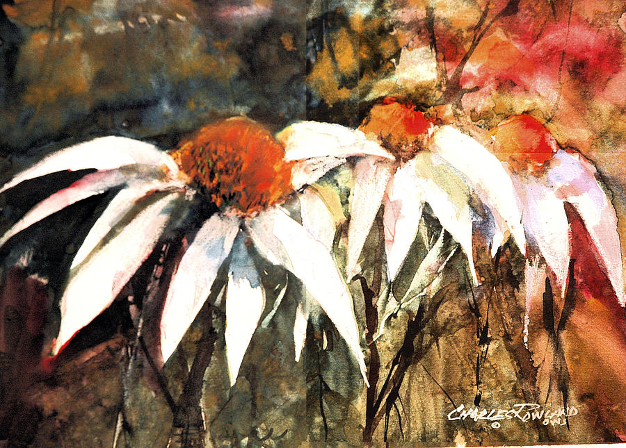 Coneflower Painting - March of the Cone Flowers by Charles Rowland