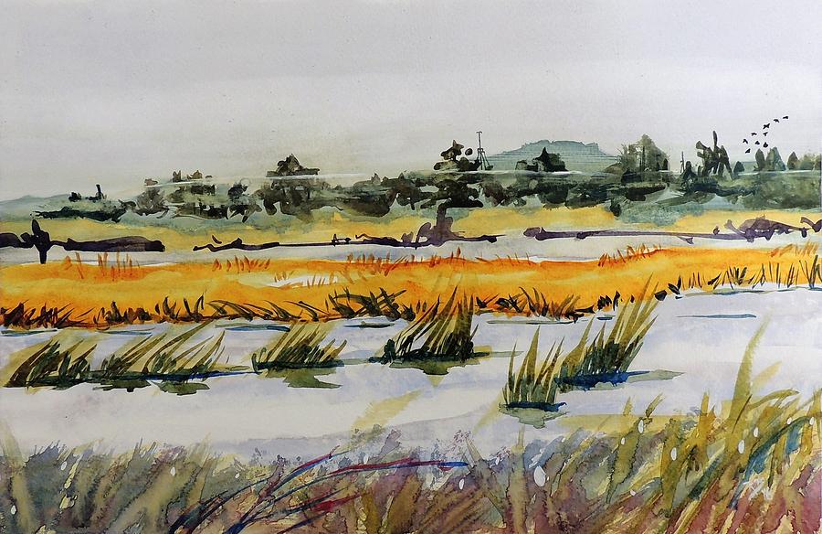 Winter Painting - March on Deal Island Impoundment by Richard Beckstead