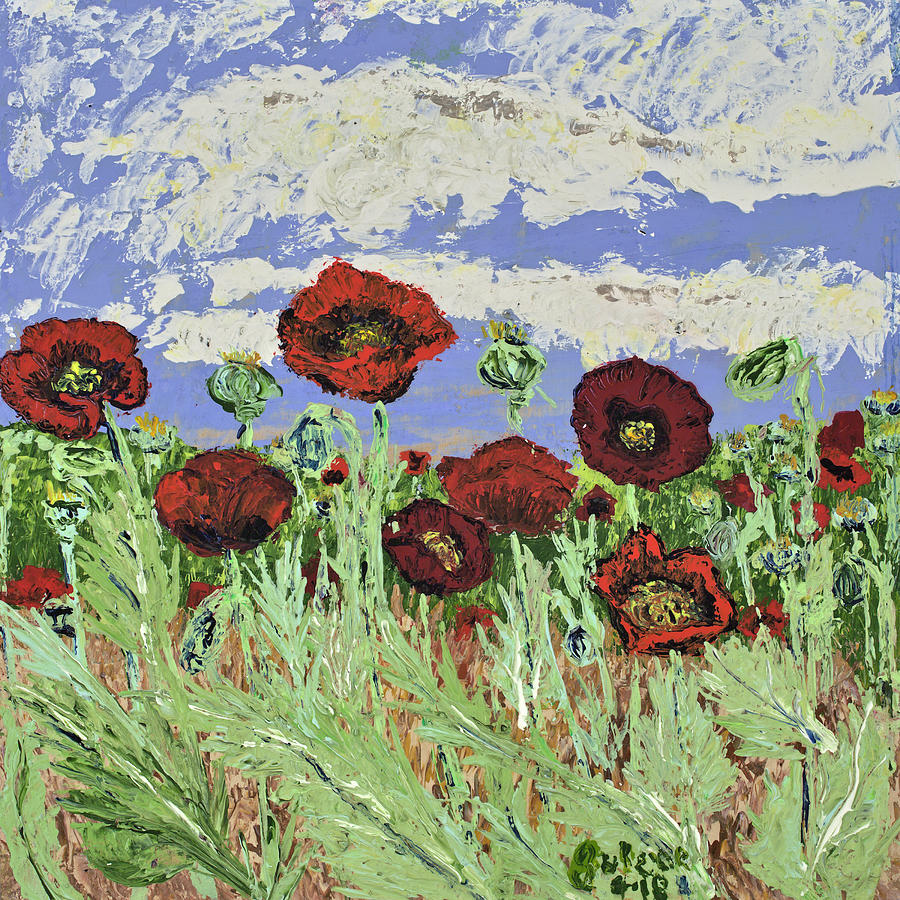 March Poppies Painting by Julene Franki