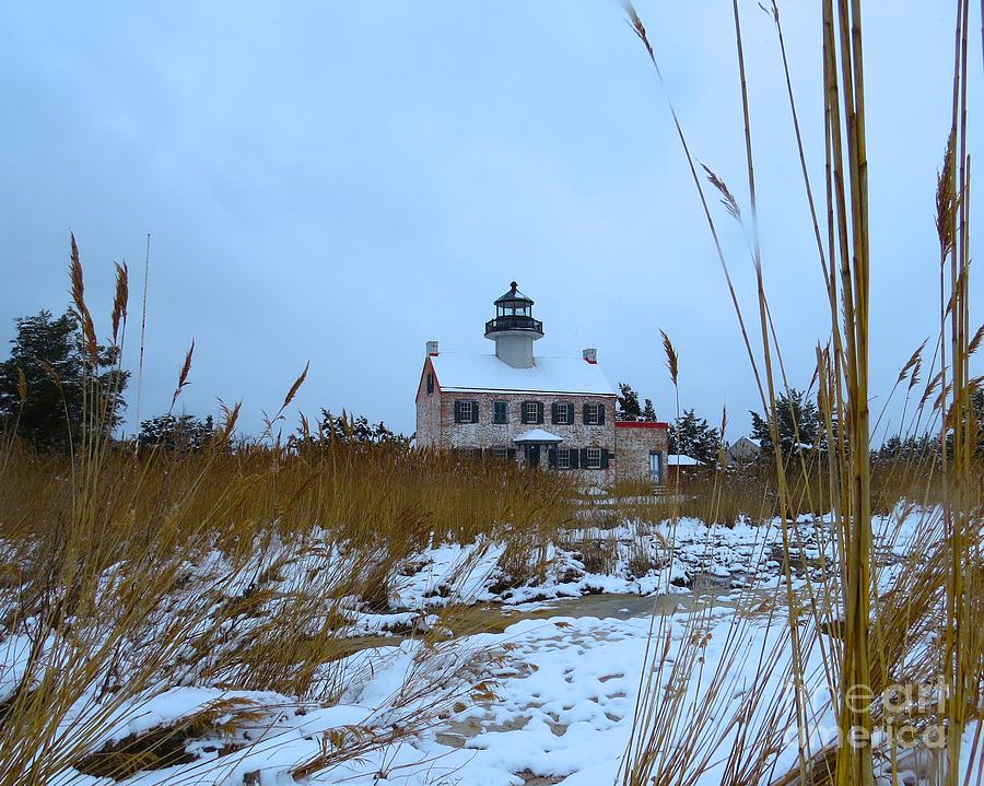 March Snow at East Point Lighthouse Photograph by Nancy Patterson