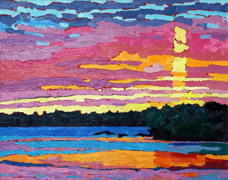 March Sunset Ice on Fire Painting by Phil Chadwick