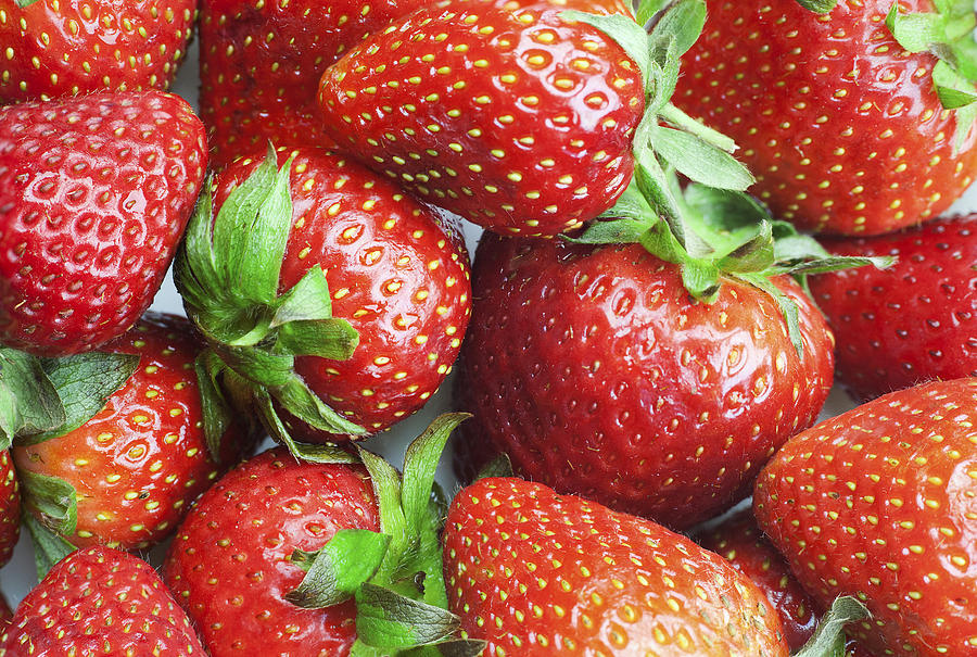 Strawberry Photograph - Marco view of Strawberries by Paul Ge