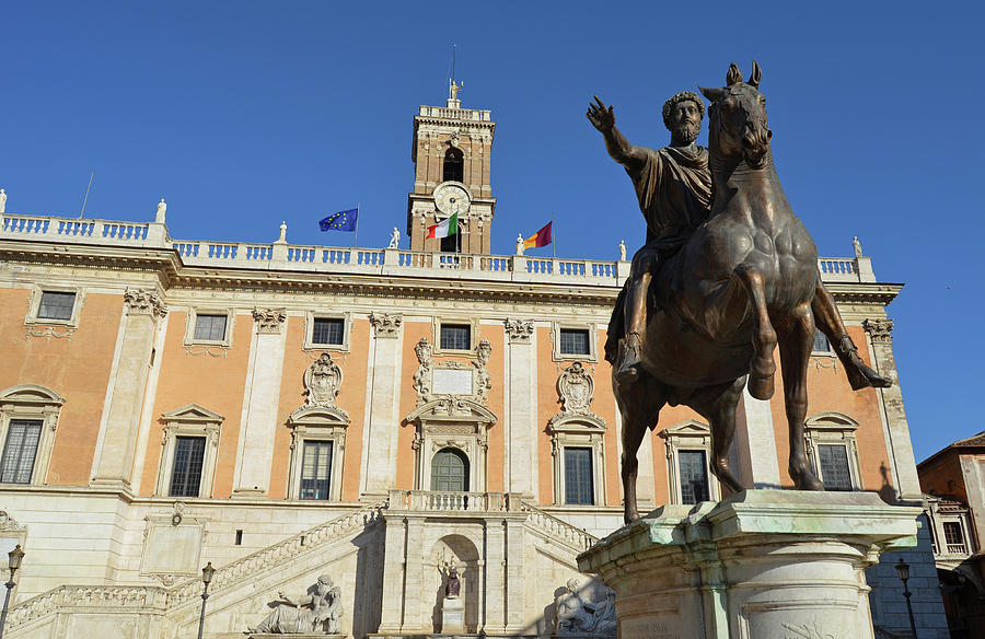Marcus Aurelius Equestrian Statue in Piazza del Campidoglio Capitoline Museum Rome Italy Photograph by Shawn OBrien
