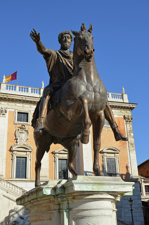 Marcus Aurelius Equestrian Statue Portrait in Piazza del Campidoglio Capitoline Museum Rome Italy Photograph by Shawn OBrien