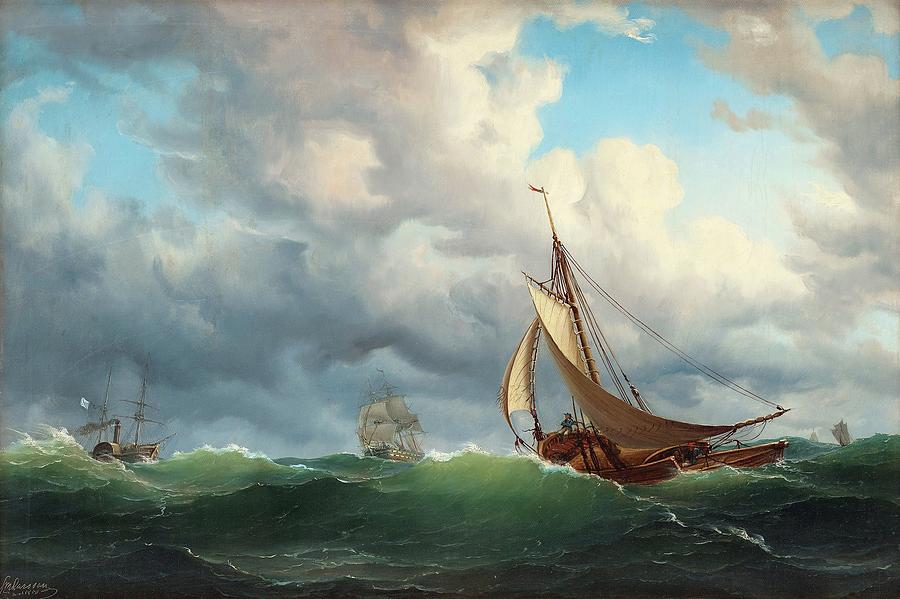 Marcus Larson, Ships At Sea Painting By Artistic Rifki - Fine Art America