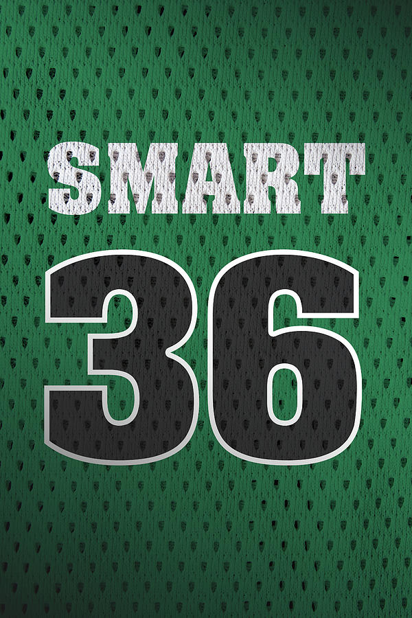 Marcus Smart Mixed Media - Marcus Smart Boston Celtics Number 36 Retro Vintage Jersey Closeup Graphic Design by Design Turnpike