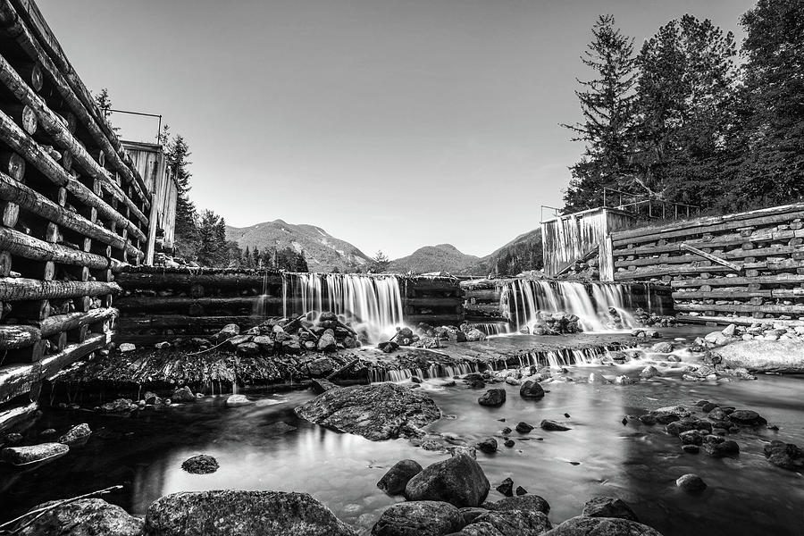 Marcy Dam waterfall in the Adirondacks North Elba Black and White Photograph by Toby McGuire